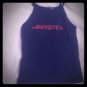 Black "boy bye" tank top